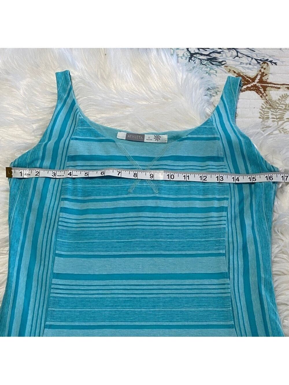 Athleta Light Blue Striped Dress/or swimsuit cover - Picture 7 of 10